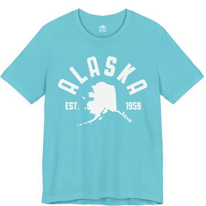 Vintage Alaska State Outline Est 1959 Retro Collegiate Shirt — Premium Tee Premium T-Shirt – Turquoise – Alaska Cruise Shirts