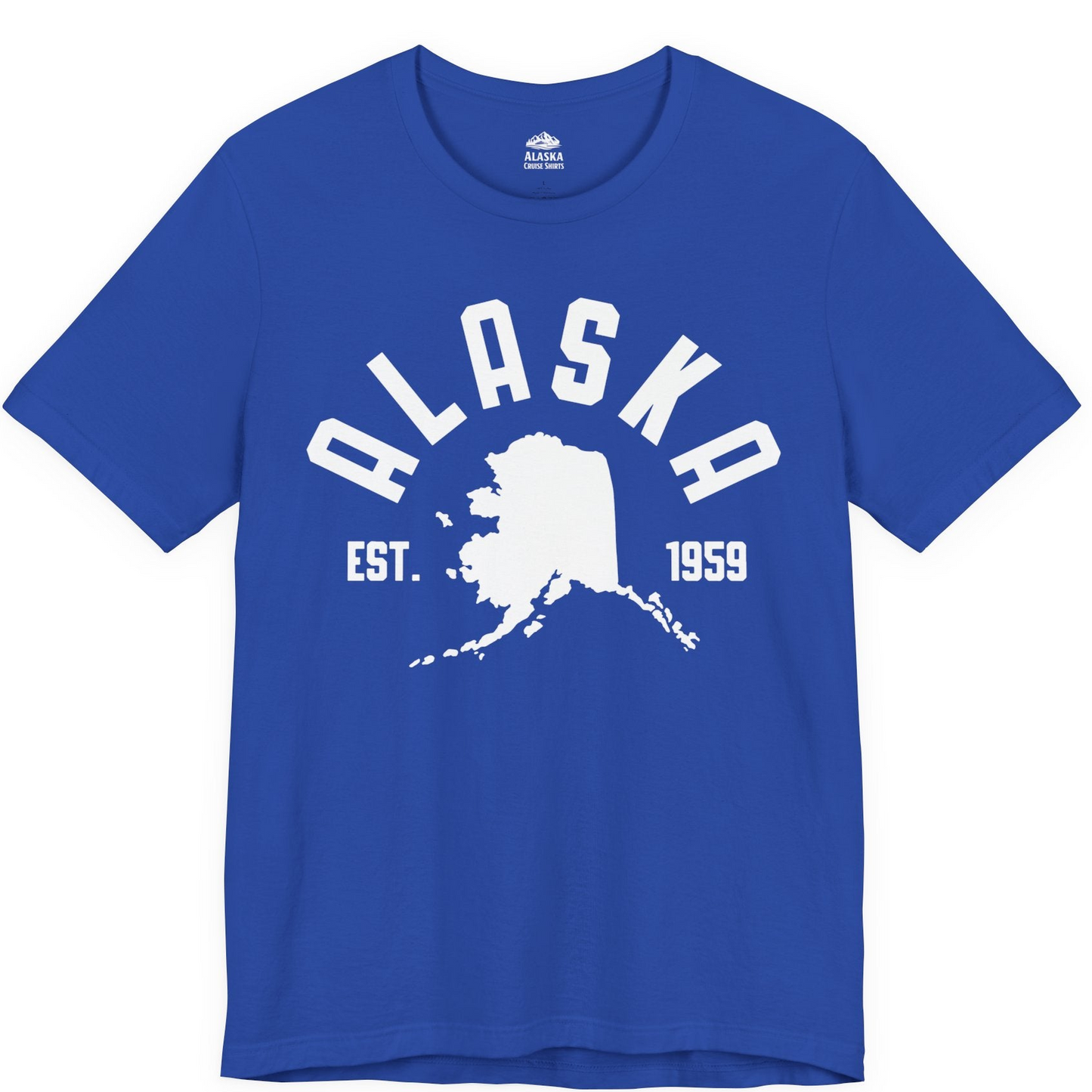 Vintage Alaska State Outline Est 1959 Retro Collegiate Shirt — Premium Tee Premium T-Shirt – True Royal – Alaska Cruise Shirts