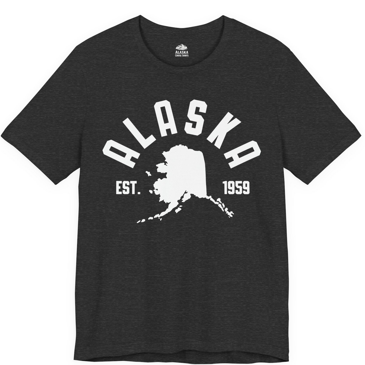 Vintage Alaska State Outline Est 1959 Retro Collegiate Shirt — Premium Tee Premium T-Shirt – Dark Grey Heather – Alaska Cruise Shirts