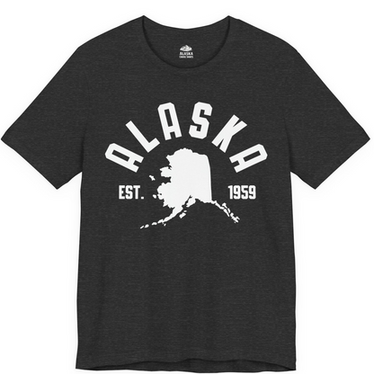 Vintage Alaska State Outline Est 1959 Retro Collegiate Shirt — Premium Tee Premium T-Shirt – Dark Grey Heather – Alaska Cruise Shirts
