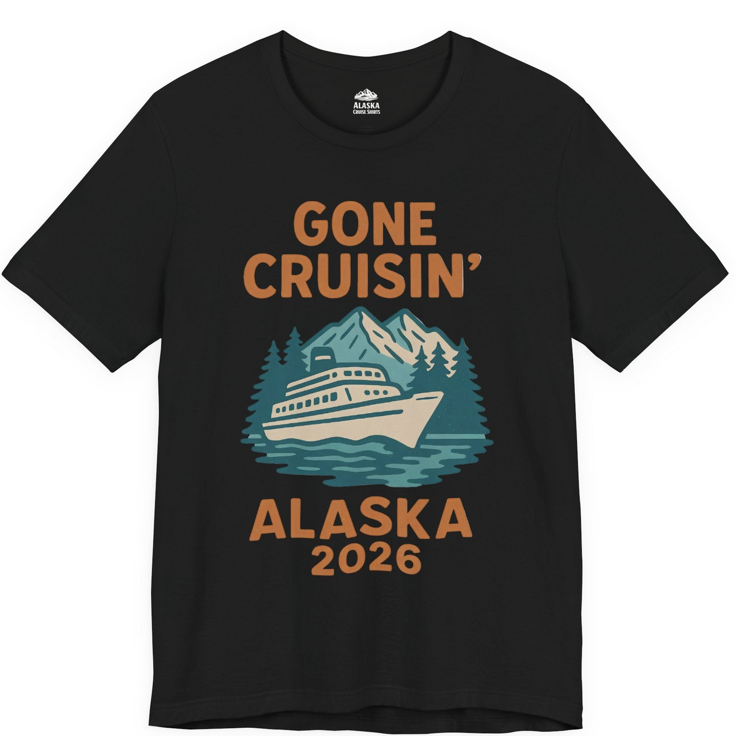 Gone Cruisin Alaska 2026 Retro Cruise Ship Nature Scenery Shirt — Premium Tee Premium T-Shirt – Black – Alaska Cruise Shirts