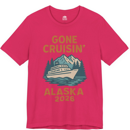 Gone Cruisin Alaska 2026 Retro Cruise Ship Nature Scenery Shirt — Premium Tee Premium T-Shirt – Fuchsia – Alaska Cruise Shirts