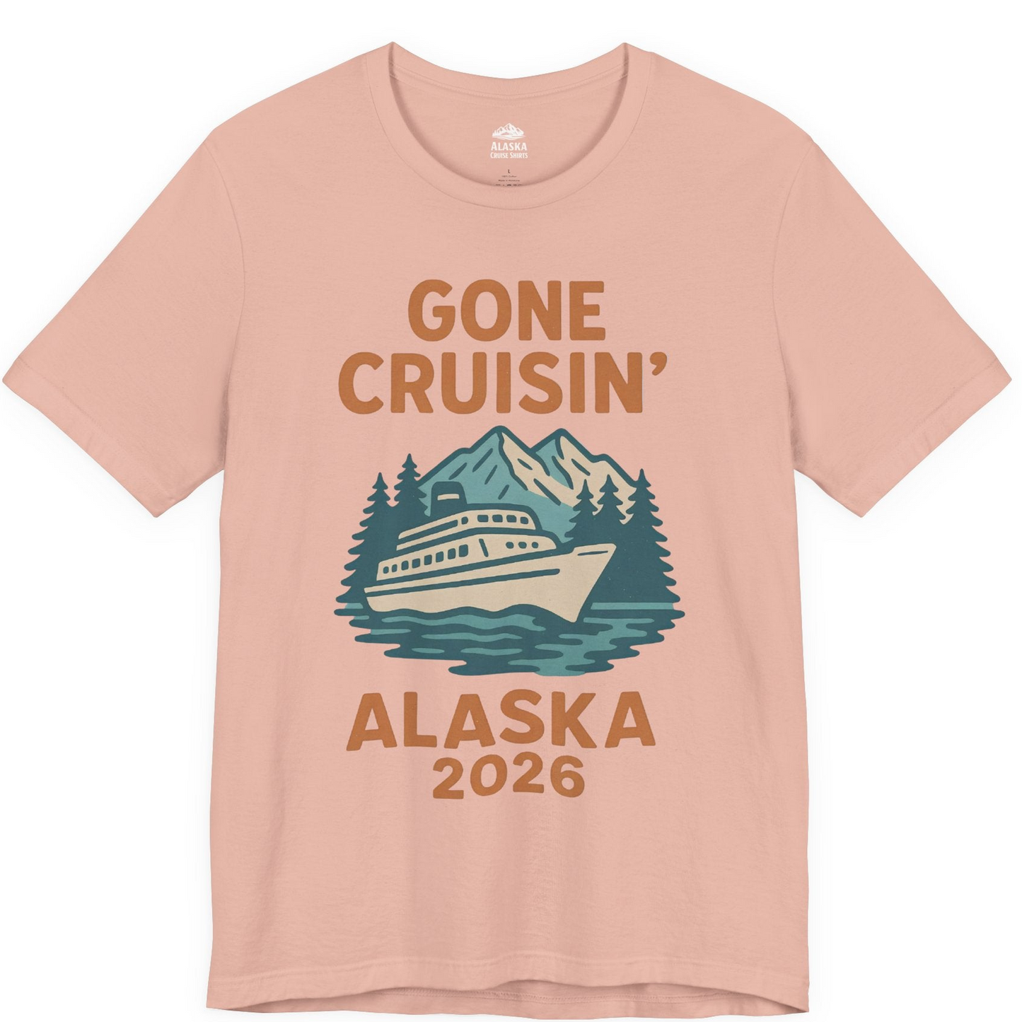Gone Cruisin Alaska 2026 Retro Cruise Ship Nature Scenery Shirt — Premium Tee Premium T-Shirt – Peach – Alaska Cruise Shirts