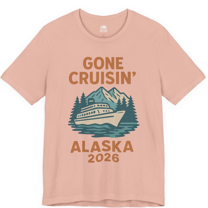 Gone Cruisin Alaska 2026 Retro Cruise Ship Nature Scenery Shirt — Premium Tee Premium T-Shirt – Peach – Alaska Cruise Shirts