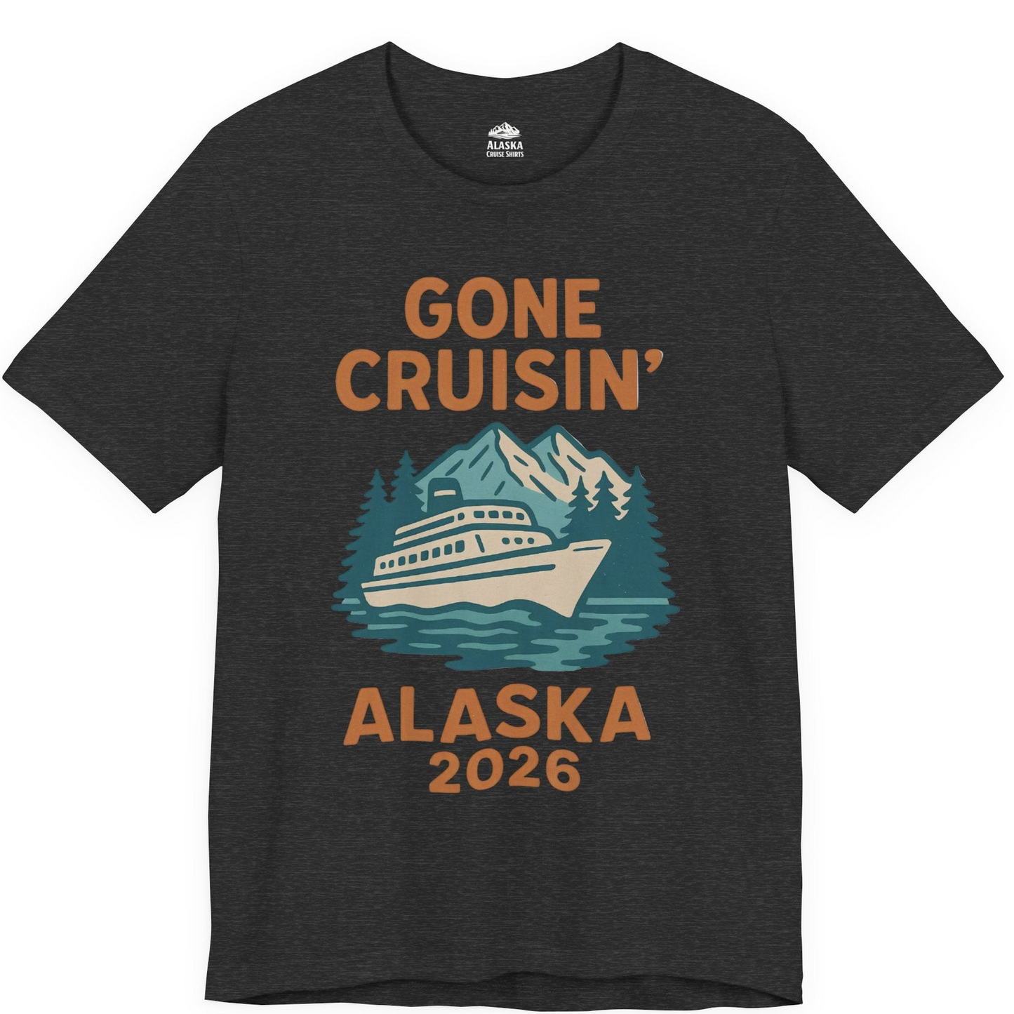 Gone Cruisin Alaska 2026 Retro Cruise Ship Nature Scenery Shirt — Premium Tee Premium T-Shirt – Dark Grey Heather – Alaska Cruise Shirts