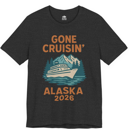Gone Cruisin Alaska 2026 Retro Cruise Ship Nature Scenery Shirt — Premium Tee Premium T-Shirt – Dark Grey Heather – Alaska Cruise Shirts