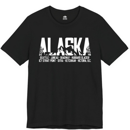 Alaska Cruise Silhouette Wildlife Destinations Shirt Seattle Juneau — Premium Tee Premium T-Shirt – Black – Alaska Cruise Shirts