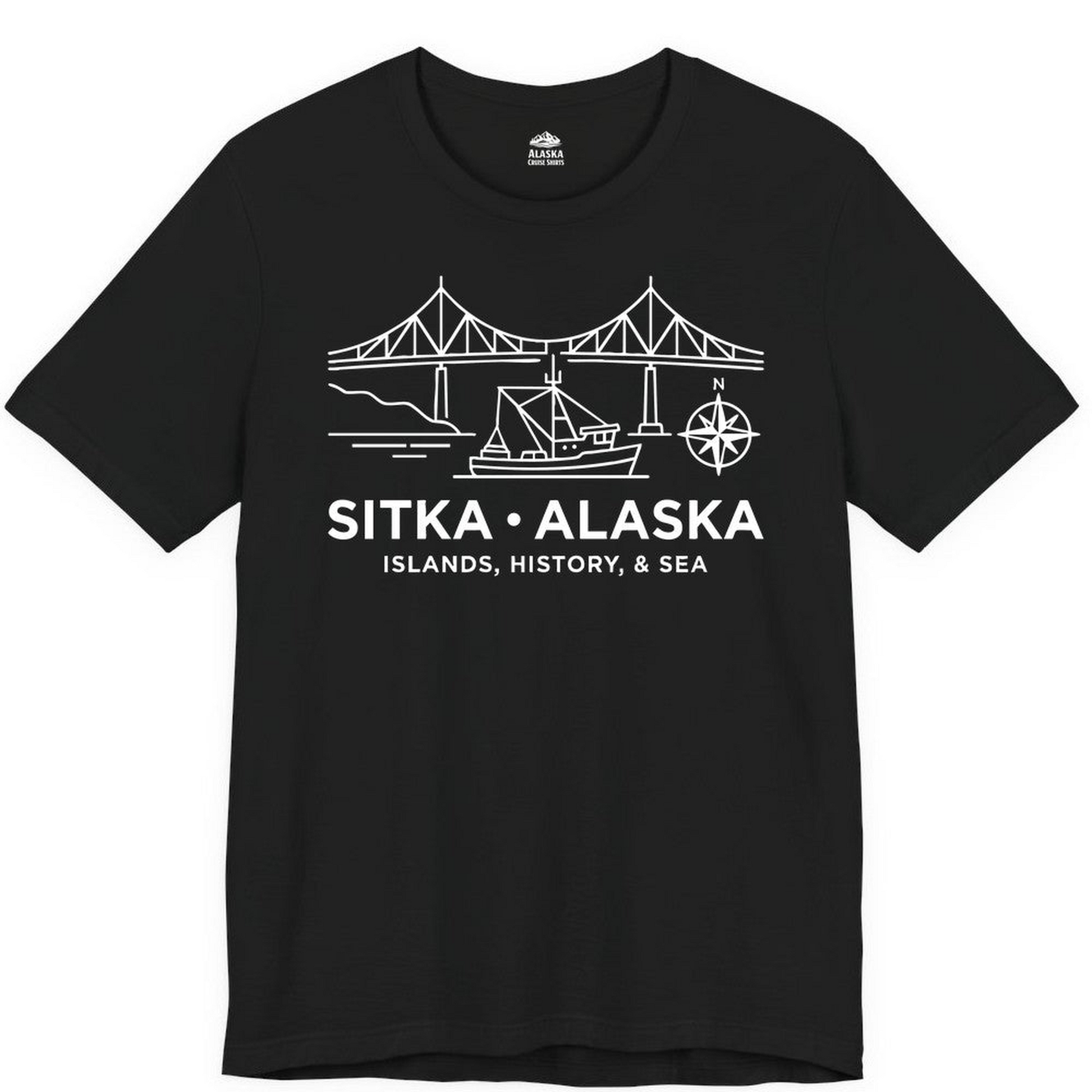 Sitka Alaska Nautical Line Art Shirt Premium T-Shirt – Black – Alaska Cruise Shirts