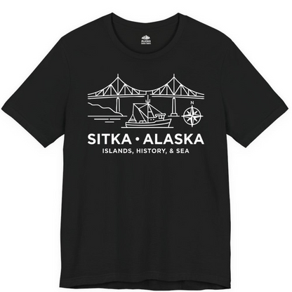 Sitka Alaska Nautical Line Art Shirt Premium T-Shirt – Black – Alaska Cruise Shirts