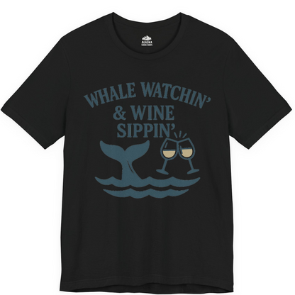 Whale Watching and Wine Sippin Shirt Premium T-Shirt – Black – Alaska Cruise Shirts
