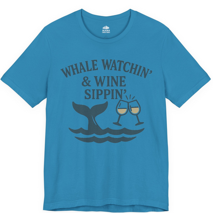 Whale Watching and Wine Sippin Shirt Premium T-Shirt – Aqua – Alaska Cruise Shirts