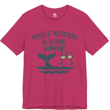 Whale Watching and Wine Sippin Shirt Premium T-Shirt – Berry – Alaska Cruise Shirts