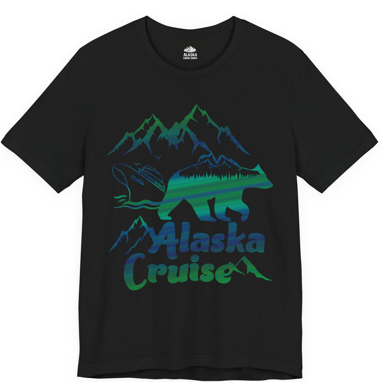 Alaska Cruise Bear Mountains Silhouette Shirt Premium T-Shirt – Black – Alaska Cruise Shirts
