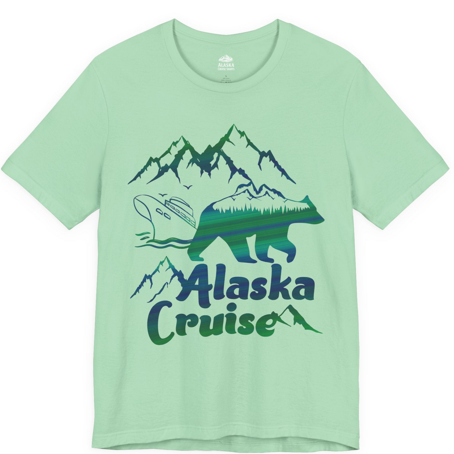 Alaska Cruise Bear Mountains Silhouette Shirt Premium T-Shirt – Mint – Alaska Cruise Shirts