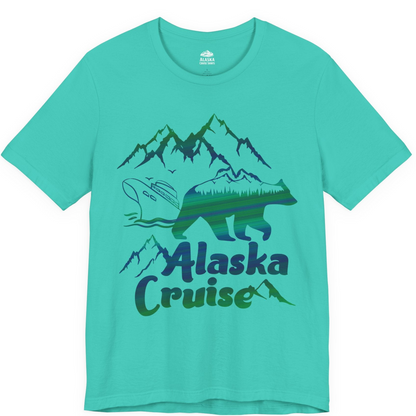 Alaska Cruise Bear Mountains Silhouette Shirt Premium T-Shirt – Teal – Alaska Cruise Shirts