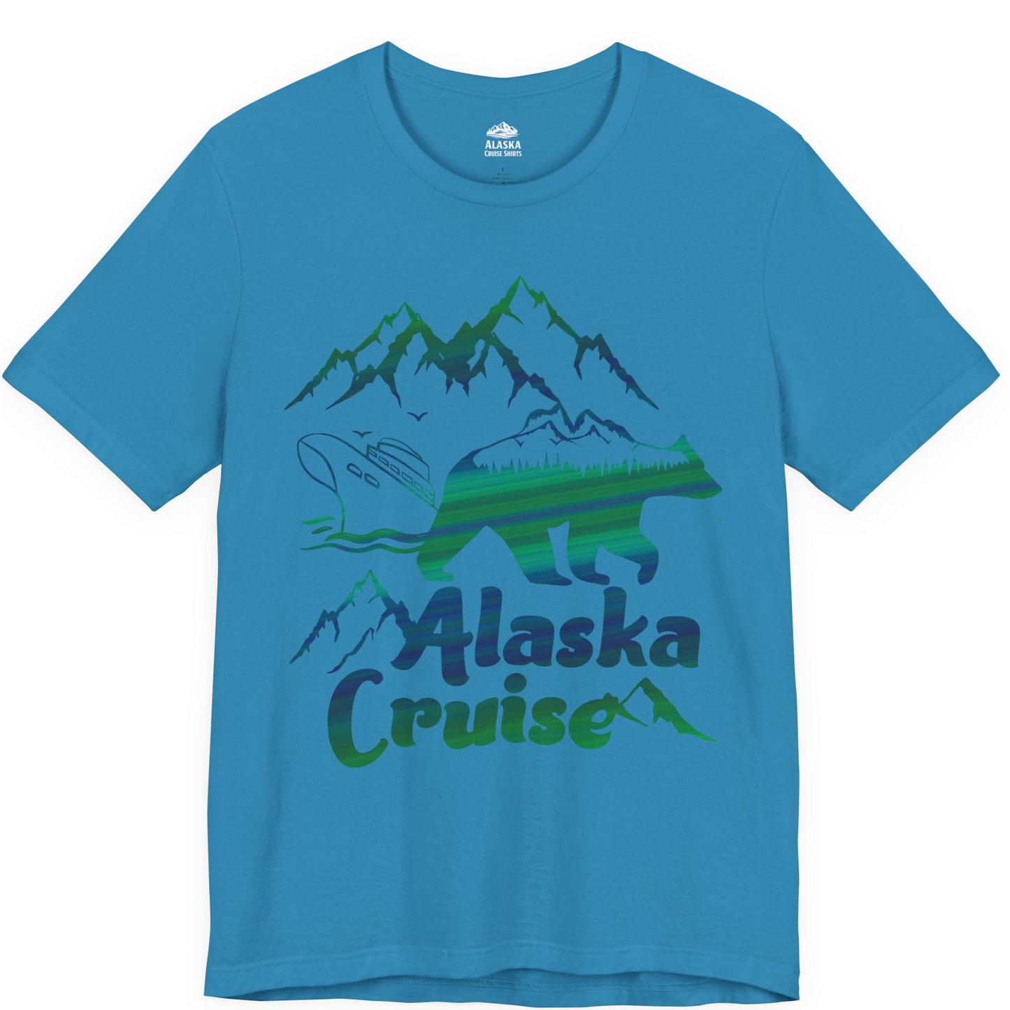 Alaska Cruise Bear Mountains Silhouette Shirt Premium T-Shirt – Aqua – Alaska Cruise Shirts