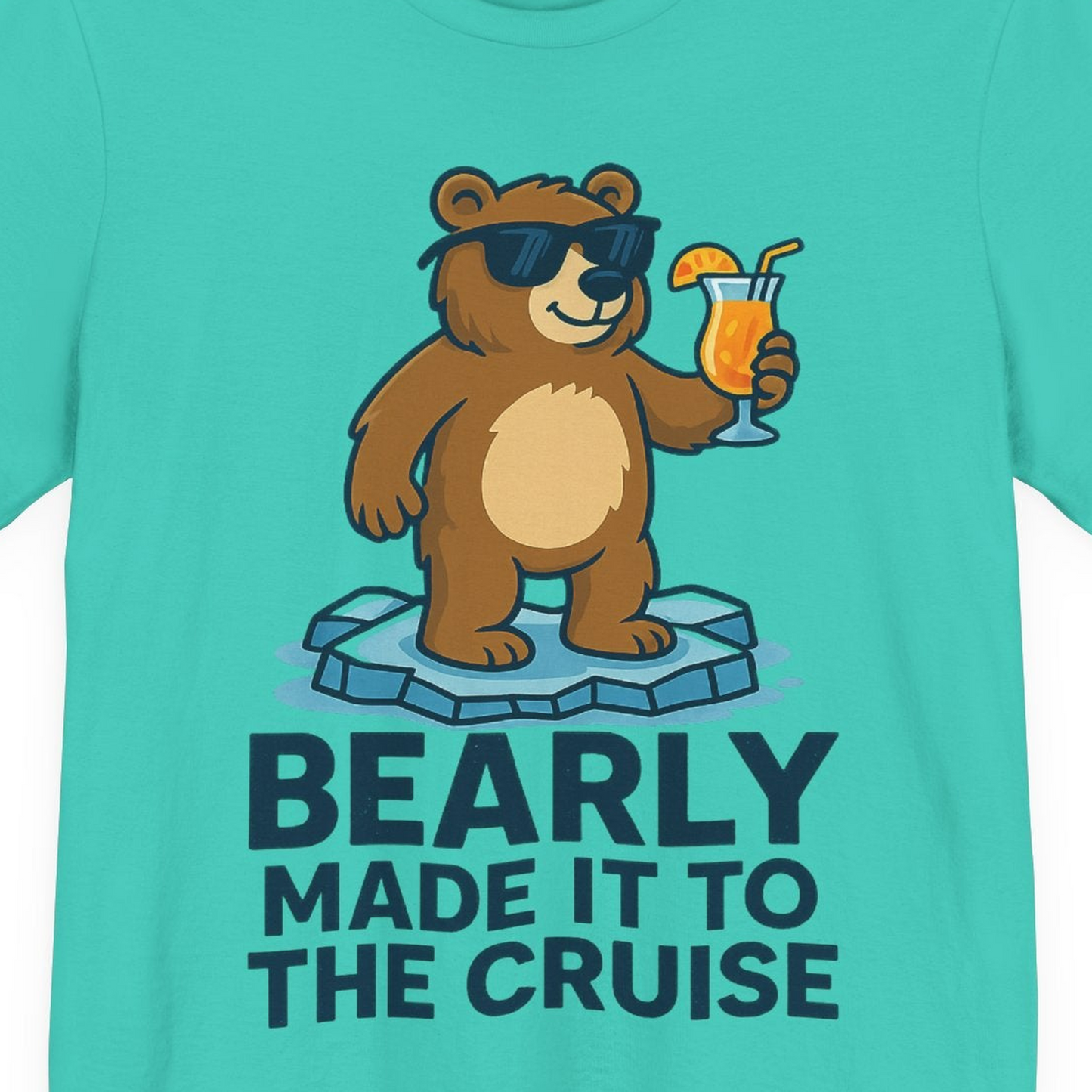 Bear Cruise Shirt Premium T-Shirt – Teal – Alaska Cruise Shirts Close Up