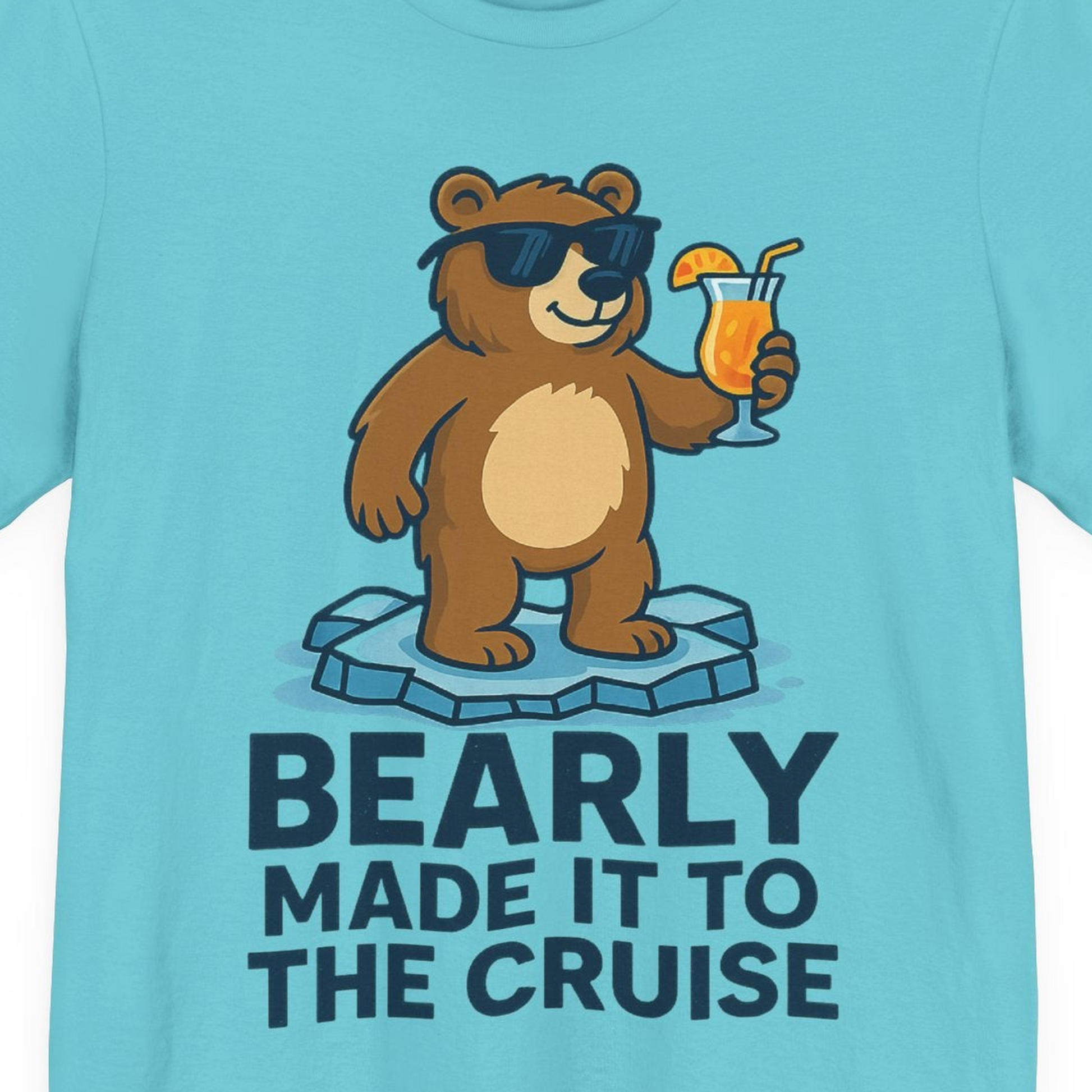 Bear Cruise Shirt Premium T-Shirt – Turquoise – Alaska Cruise Shirts Close Up