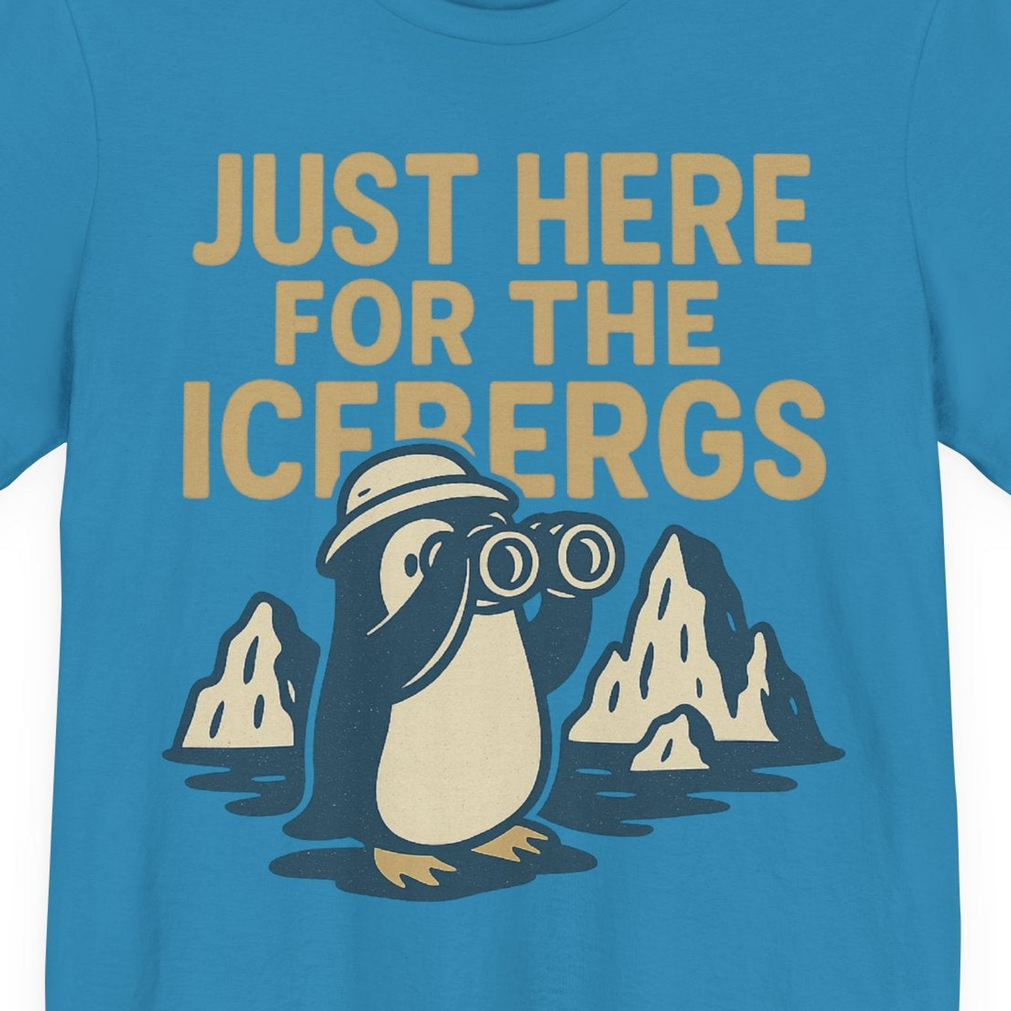 Just Here For The Icebergs Penguin Shirt Premium T-Shirt – Aqua – Alaska Cruise Shirts Close Up