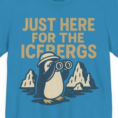 Just Here For The Icebergs Penguin Shirt Premium T-Shirt – Aqua – Alaska Cruise Shirts Close Up