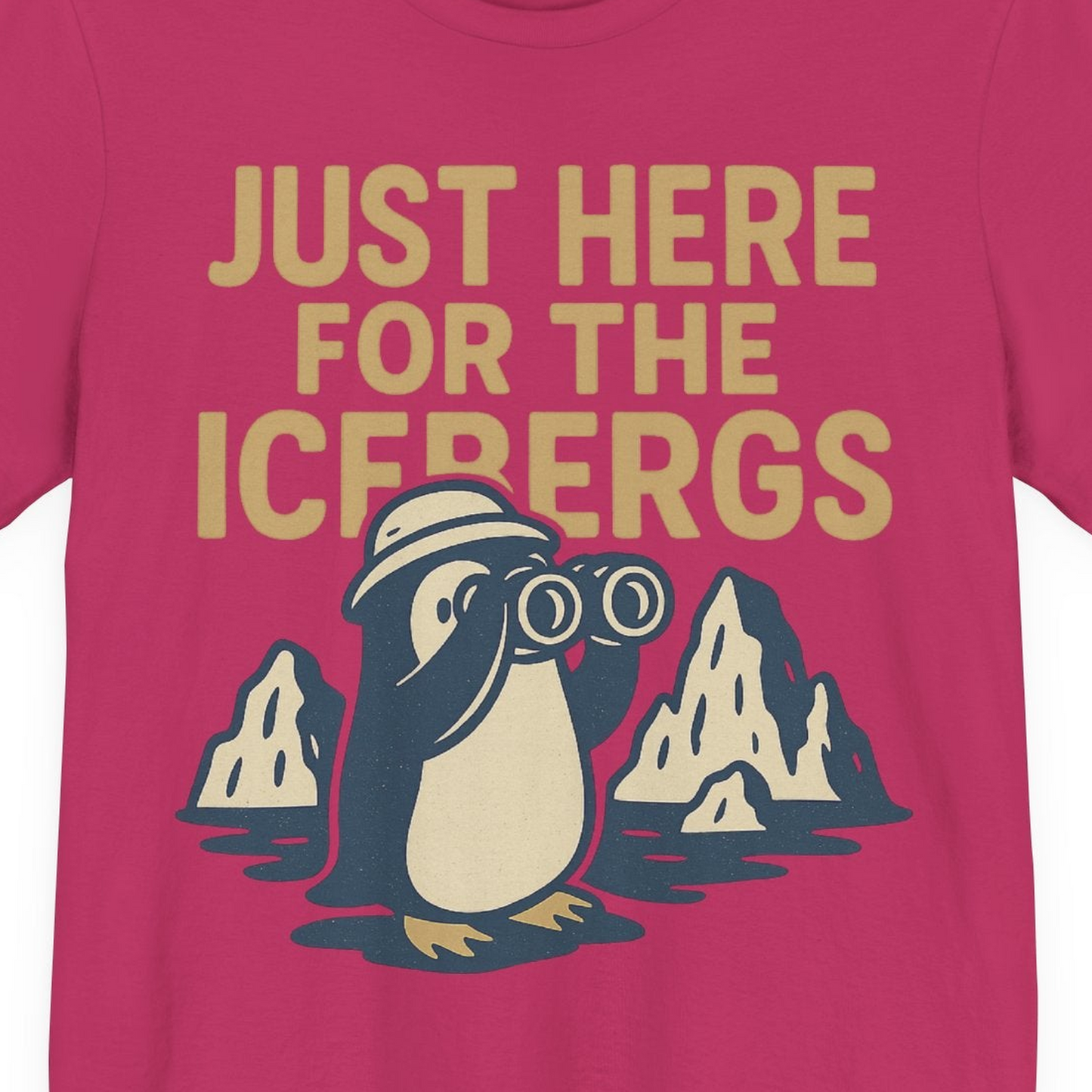 Just Here For The Icebergs Penguin Shirt Premium T-Shirt – Berry – Alaska Cruise Shirts Close Up