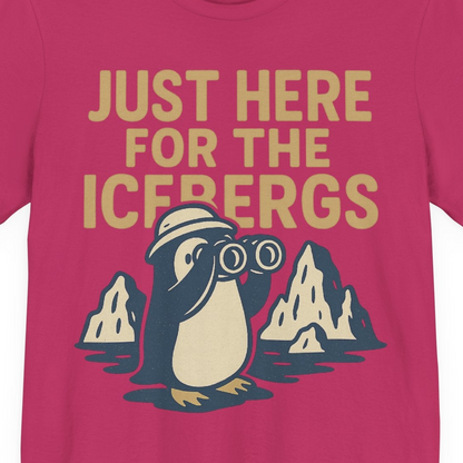 Just Here For The Icebergs Penguin Shirt Premium T-Shirt – Berry – Alaska Cruise Shirts Close Up