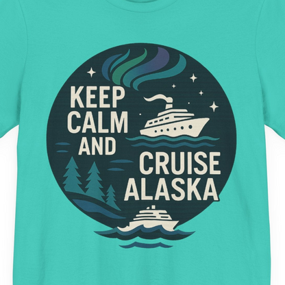Keep Calm Cruise Alaska Shirt Premium T-Shirt – Teal – Alaska Cruise Shirts Close Up