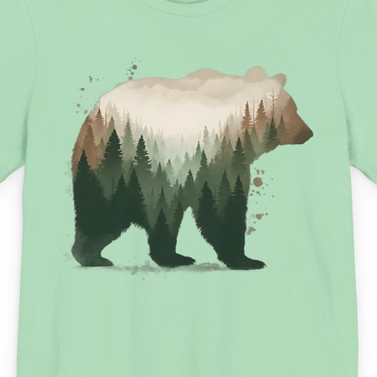 Double Exposure Bear Forest Shirt Premium T-Shirt – Mint – Alaska Cruise Shirts Close Up