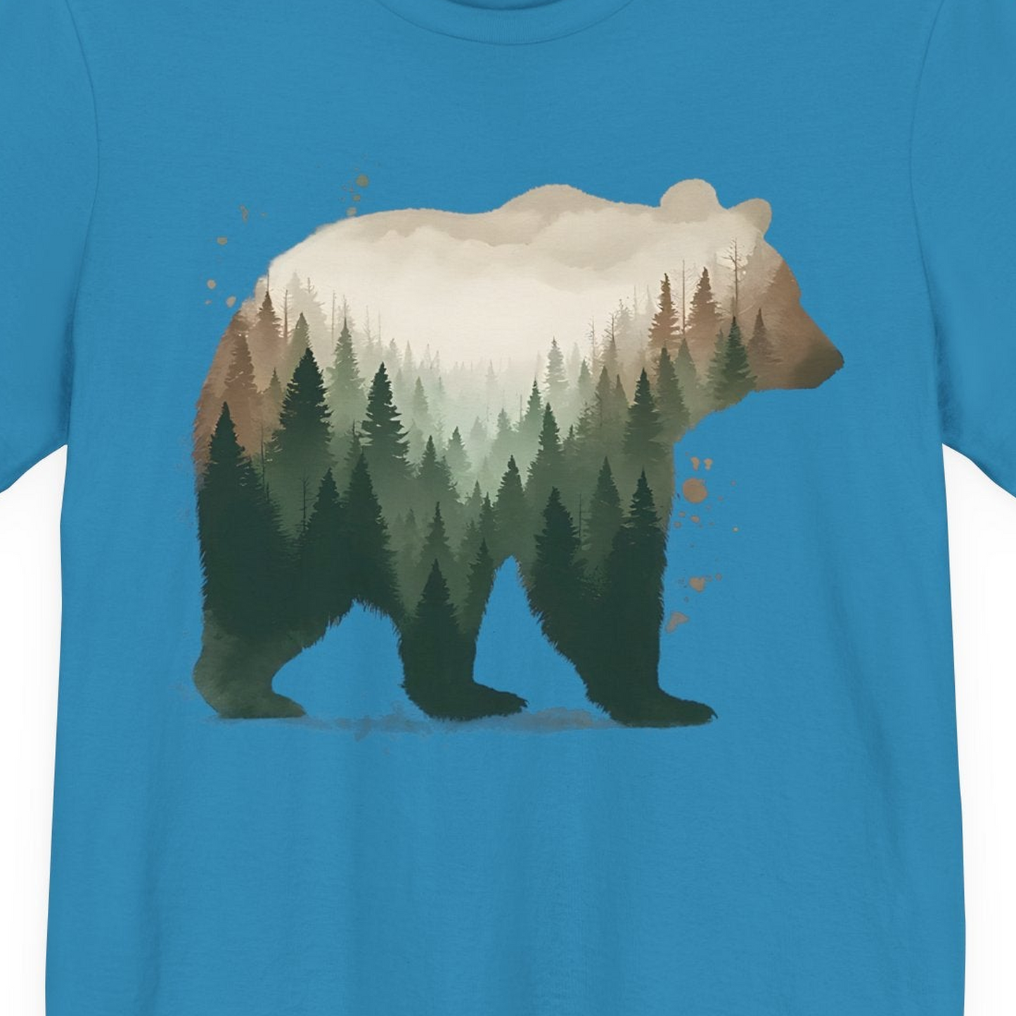 Double Exposure Bear Forest Shirt Premium T-Shirt – Aqua – Alaska Cruise Shirts Close Up