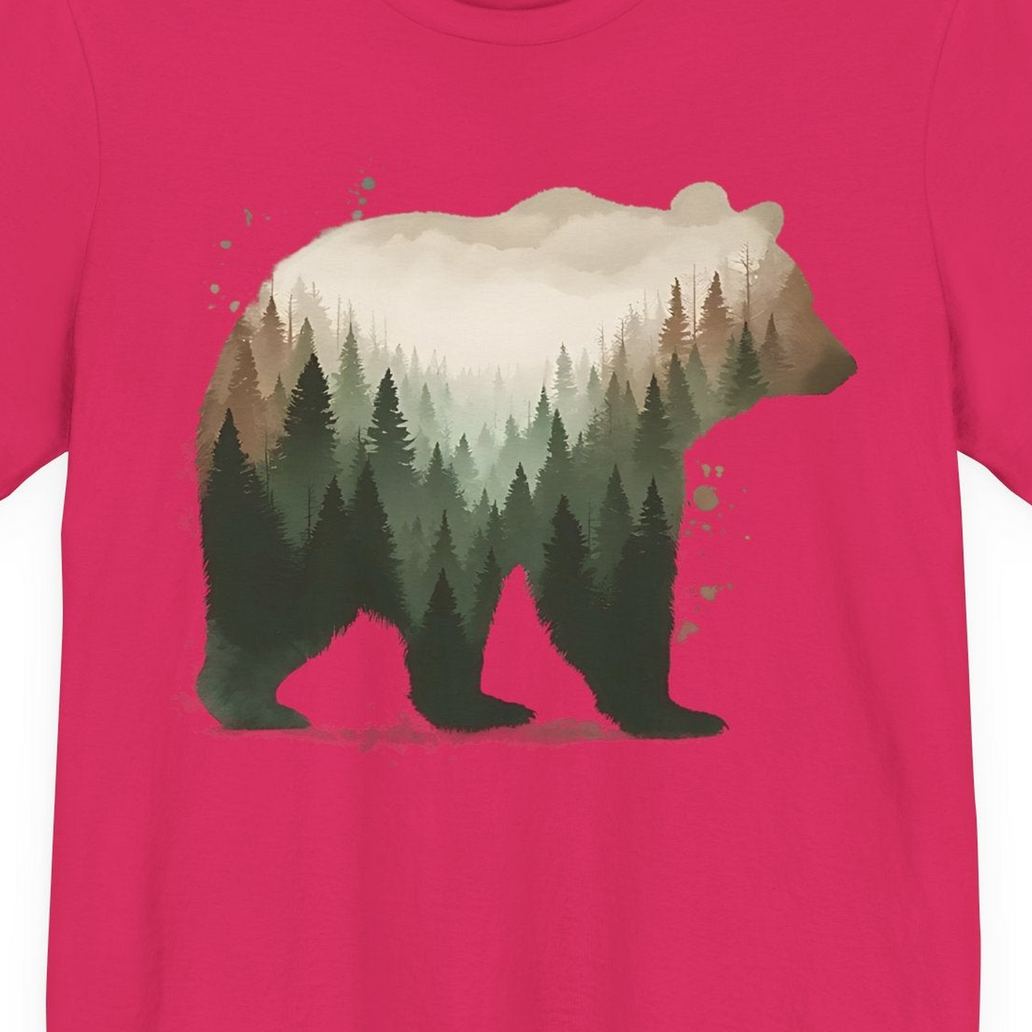 Double Exposure Bear Forest Shirt Premium T-Shirt – Fuchsia – Alaska Cruise Shirts Close Up