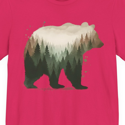 Double Exposure Bear Forest Shirt Premium T-Shirt – Fuchsia – Alaska Cruise Shirts Close Up