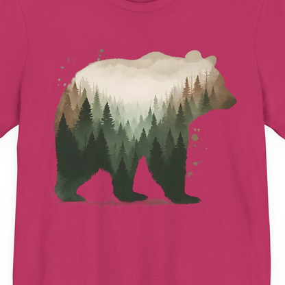 Double Exposure Bear Forest Shirt Premium T-Shirt – Berry – Alaska Cruise Shirts Close Up