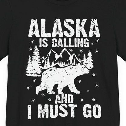 Alaska Is Calling Bear Mountain Wilderness Adventure Vintage Shirt — Premium Tee Premium T-Shirt – Black – Alaska Cruise Shirts Close Up