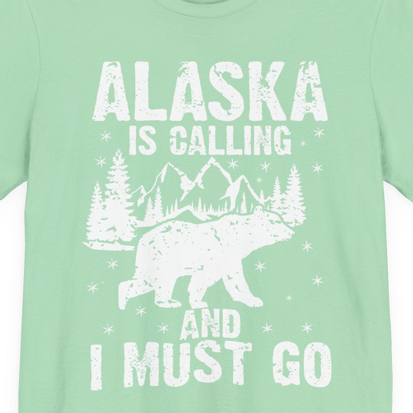 Alaska Is Calling Bear Mountain Wilderness Adventure Vintage Shirt — Premium Tee Premium T-Shirt – Mint – Alaska Cruise Shirts Close Up