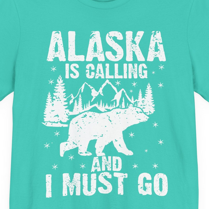 Alaska Is Calling Bear Mountain Wilderness Adventure Vintage Shirt — Premium Tee Premium T-Shirt – Teal – Alaska Cruise Shirts Close Up