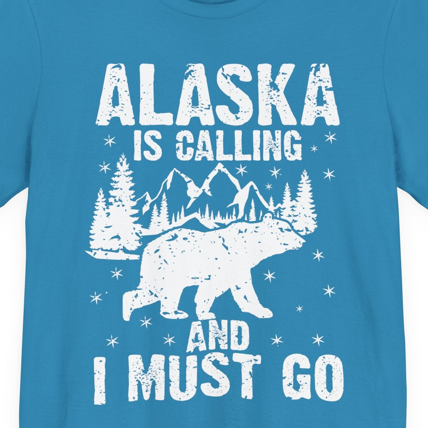 Alaska Is Calling Bear Mountain Wilderness Adventure Vintage Shirt — Premium Tee Premium T-Shirt – Aqua – Alaska Cruise Shirts Close Up