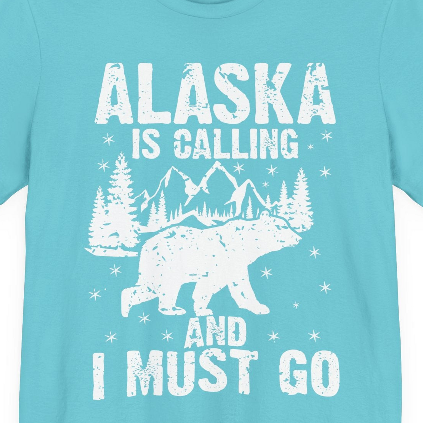Alaska Is Calling Bear Mountain Wilderness Adventure Vintage Shirt — Premium Tee Premium T-Shirt – Turquoise – Alaska Cruise Shirts Close Up