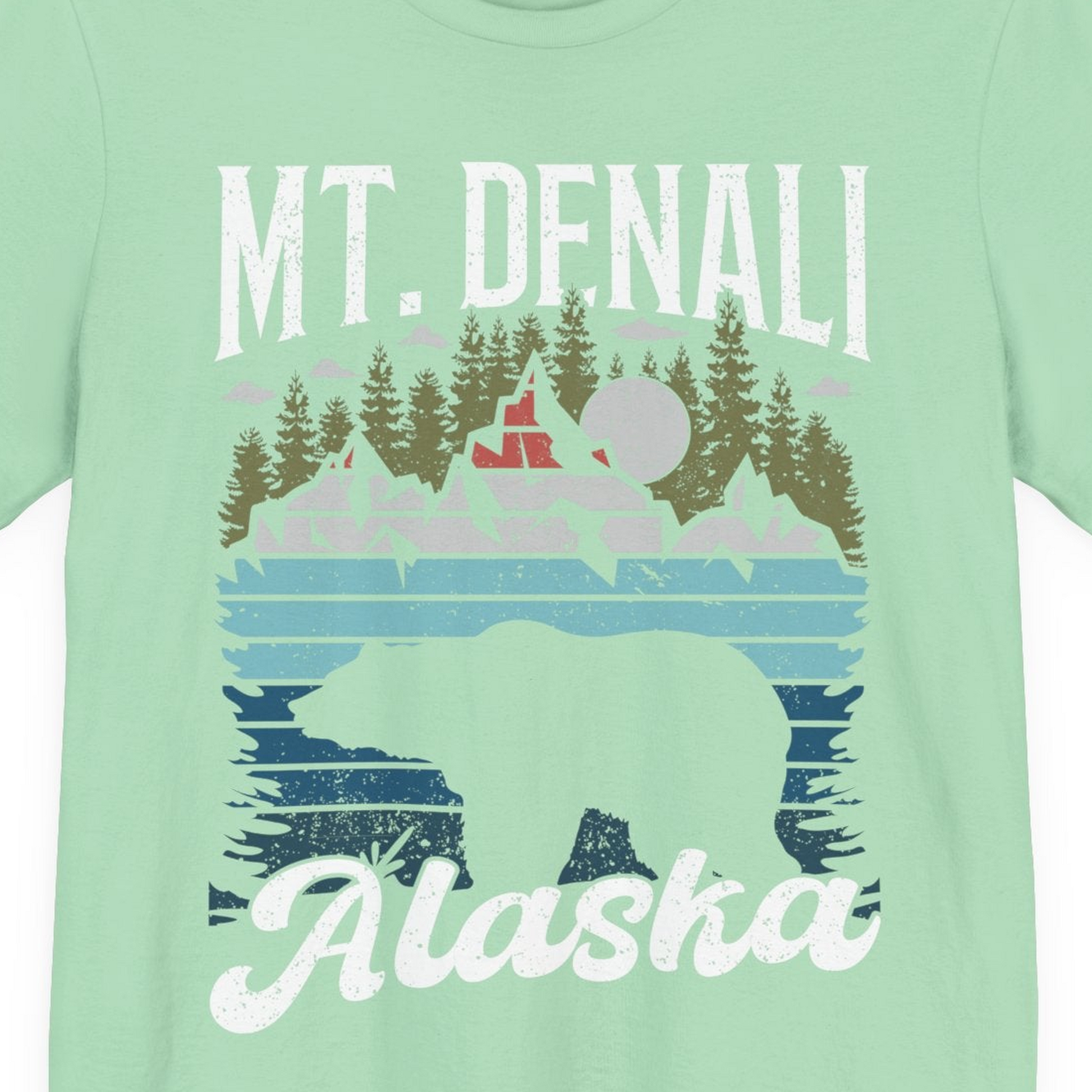 Mt Denali Alaska Bear Wilderness Shirt Premium T-Shirt – Mint – Alaska Cruise Shirts Close Up