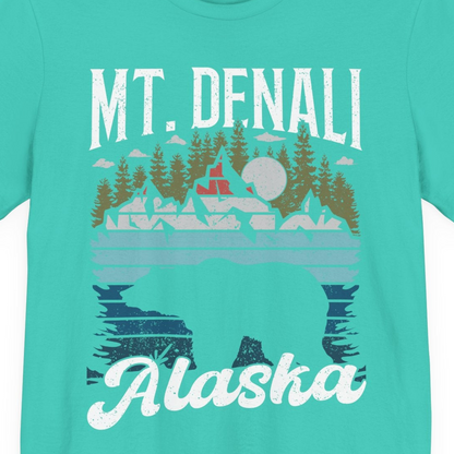 Mt Denali Alaska Bear Wilderness Shirt Premium T-Shirt – Teal – Alaska Cruise Shirts Close Up