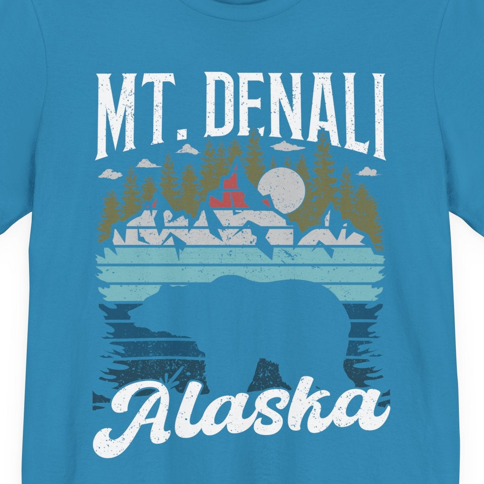 Mt Denali Alaska Bear Wilderness Shirt Premium T-Shirt – Aqua – Alaska Cruise Shirts Close Up