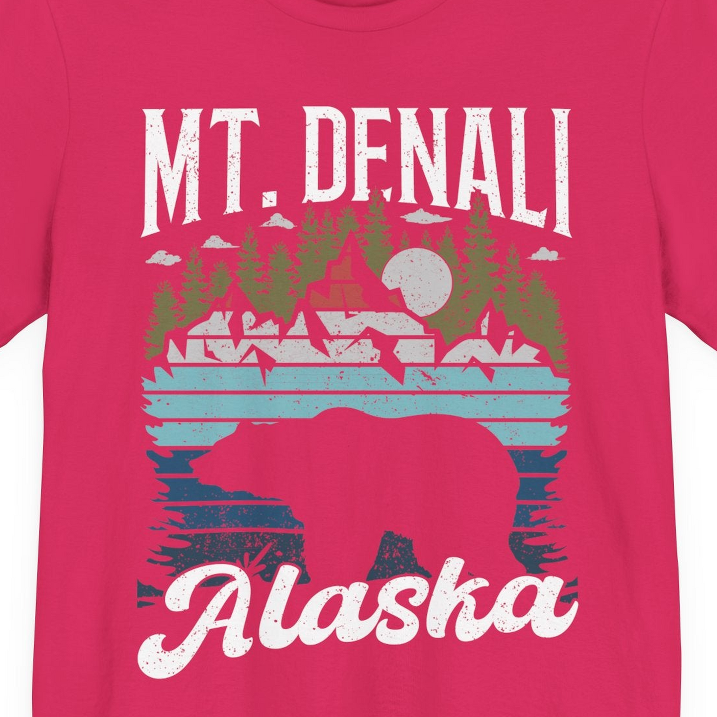 Mt Denali Alaska Bear Wilderness Shirt Premium T-Shirt – Fuchsia – Alaska Cruise Shirts Close Up