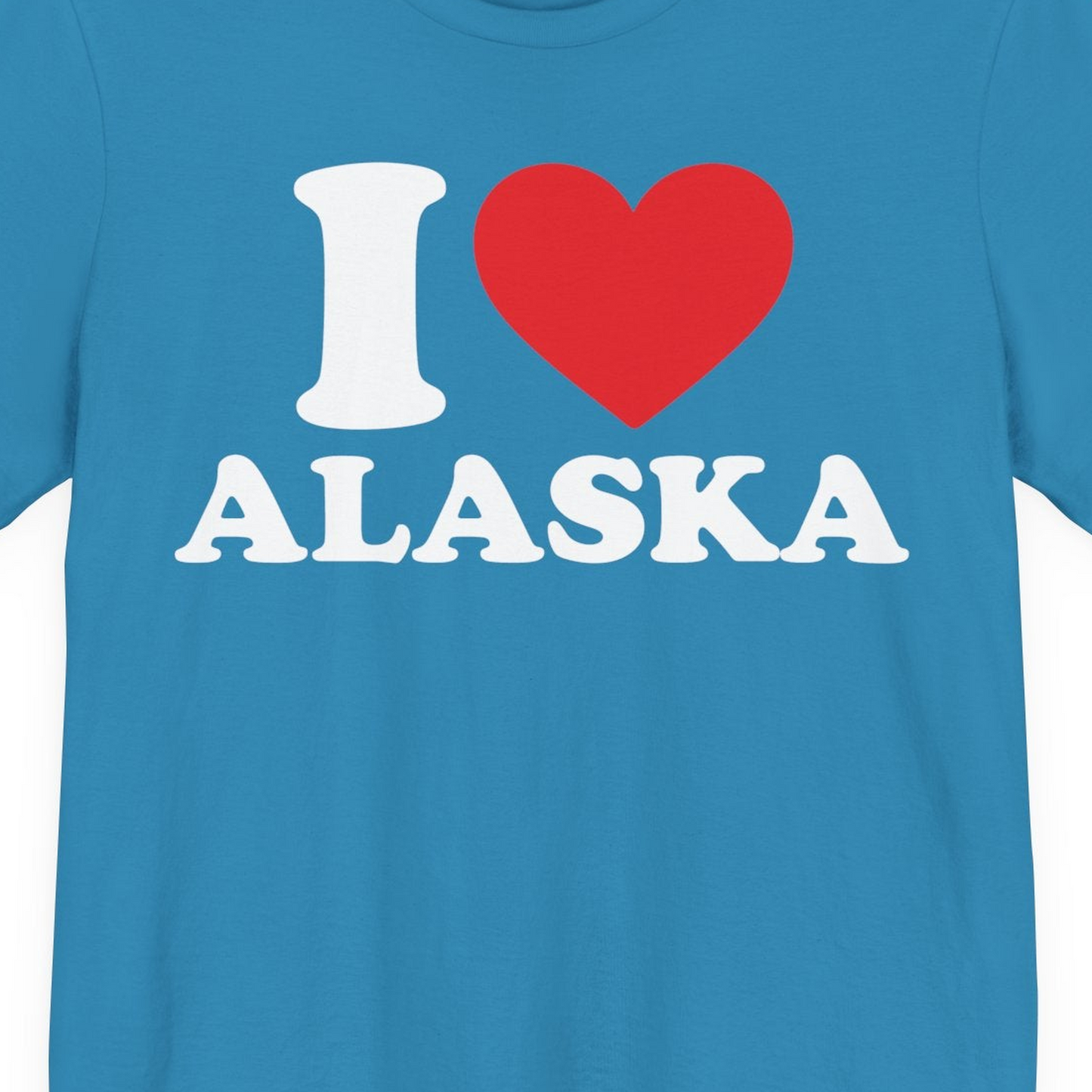 I Love Alaska Shirt Premium T-Shirt – Aqua – Alaska Cruise Shirts Close Up