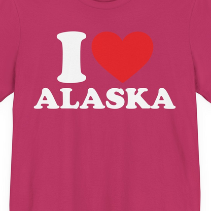 I Love Alaska Shirt Premium T-Shirt – Berry – Alaska Cruise Shirts Close Up