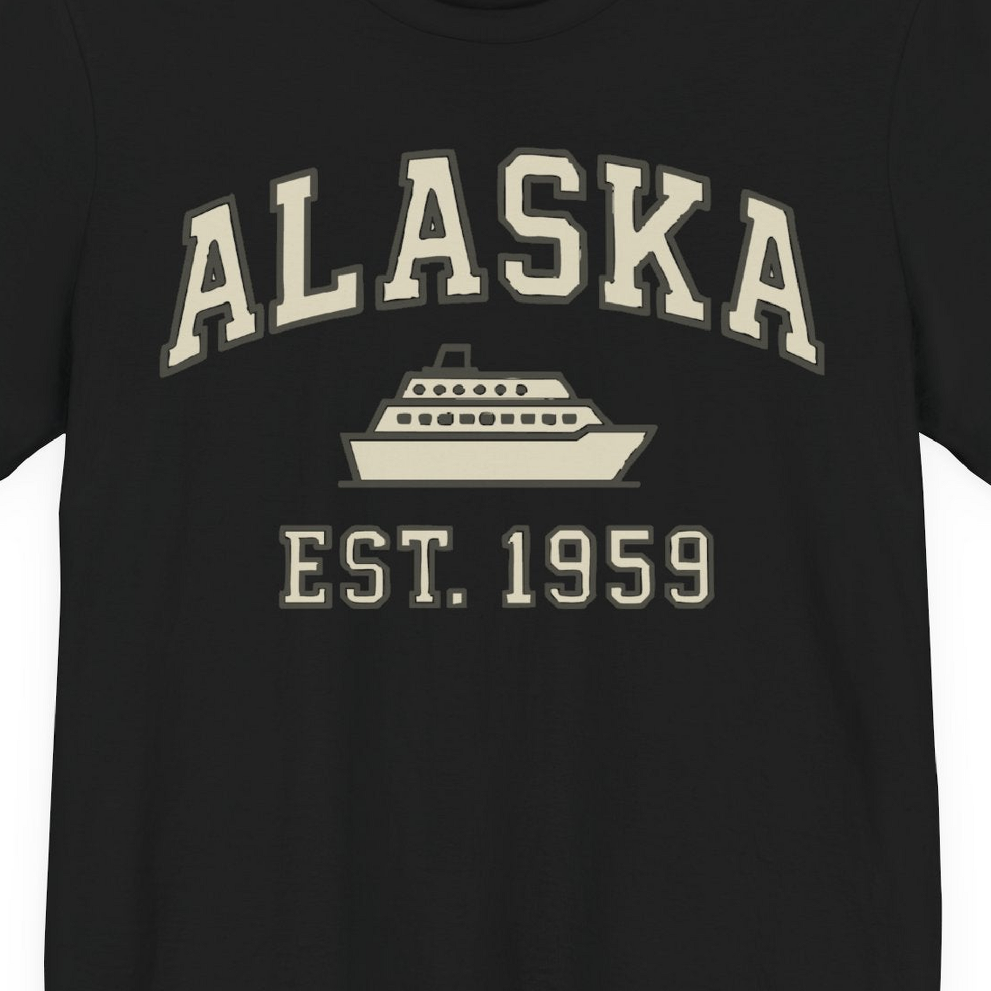 Alaska Cruise Shirt Premium T-Shirt – Black – Alaska Cruise Shirts Close Up