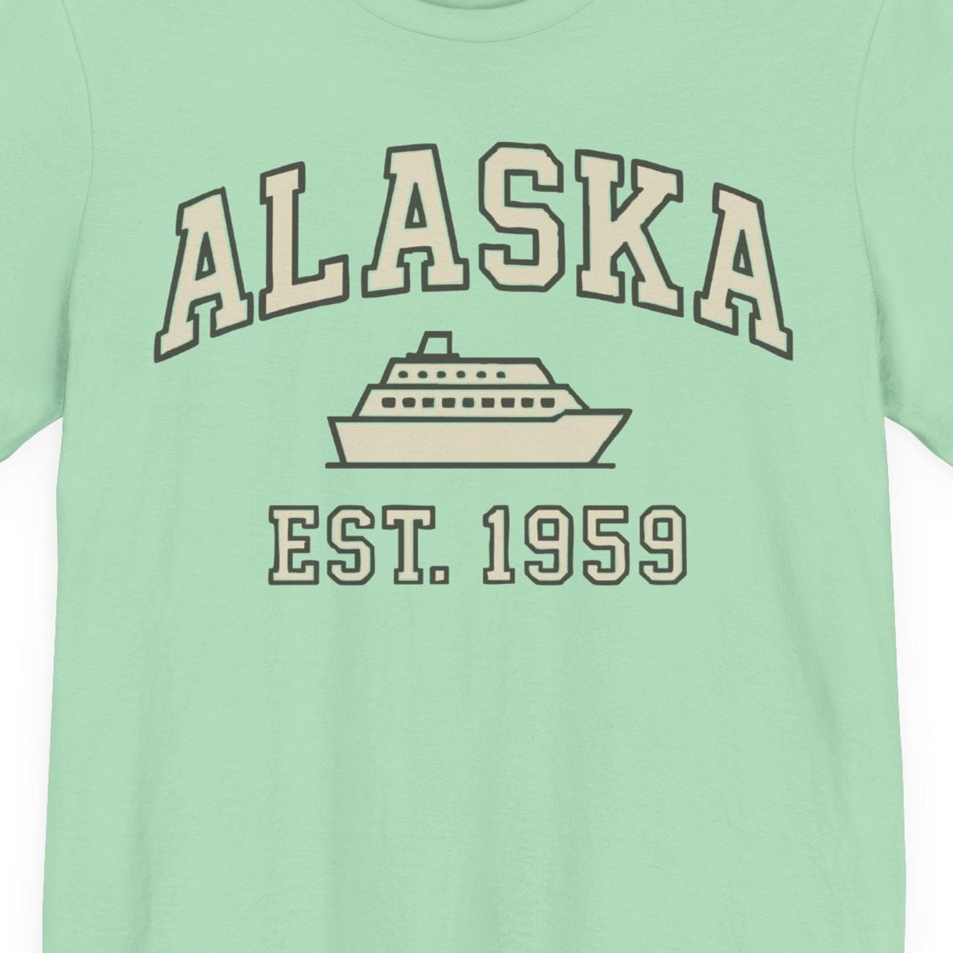 Alaska Cruise Shirt Premium T-Shirt – Mint – Alaska Cruise Shirts Close Up