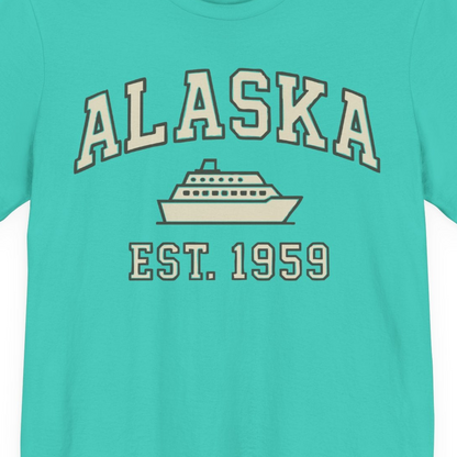 Alaska Cruise Shirt Premium T-Shirt – Teal – Alaska Cruise Shirts Close Up