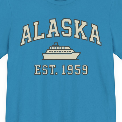 Alaska Cruise Shirt Premium T-Shirt – Aqua – Alaska Cruise Shirts Close Up