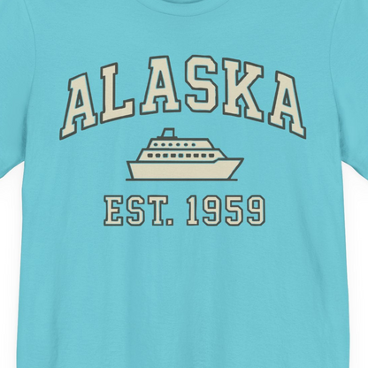Alaska Cruise Shirt Premium T-Shirt – Turquoise – Alaska Cruise Shirts Close Up