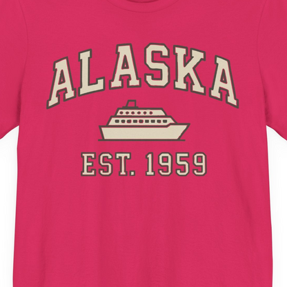 Alaska Cruise Shirt Premium T-Shirt – Fuchsia – Alaska Cruise Shirts Close Up