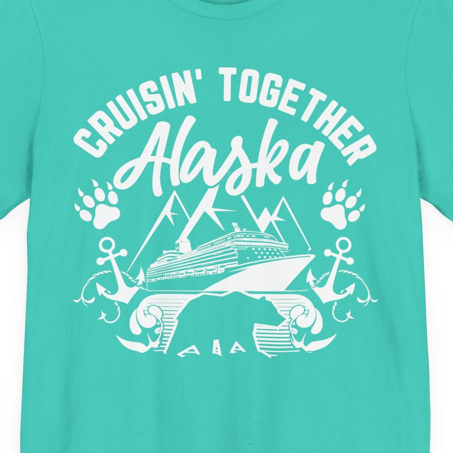 Alaska Cruise Adventure Shirt Premium T-Shirt – Teal – Alaska Cruise Shirts Close Up